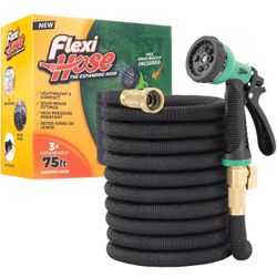 Flexi Hose with 8 Function Nozzle, 75FT - Lightweight Expandable Garden Hose