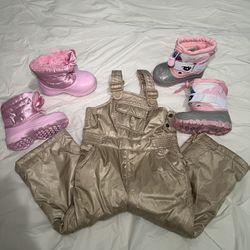 Set Of Boots & Snow Bib Overalls