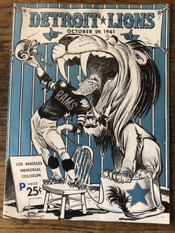 1961 Los Angeles Rams vs Detroit Lions Program