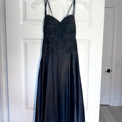Black Satin A-Line Prom Dress (size 1)
