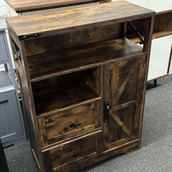 Farmhouse Storage Cabinet with 2 Drawers & Shelves