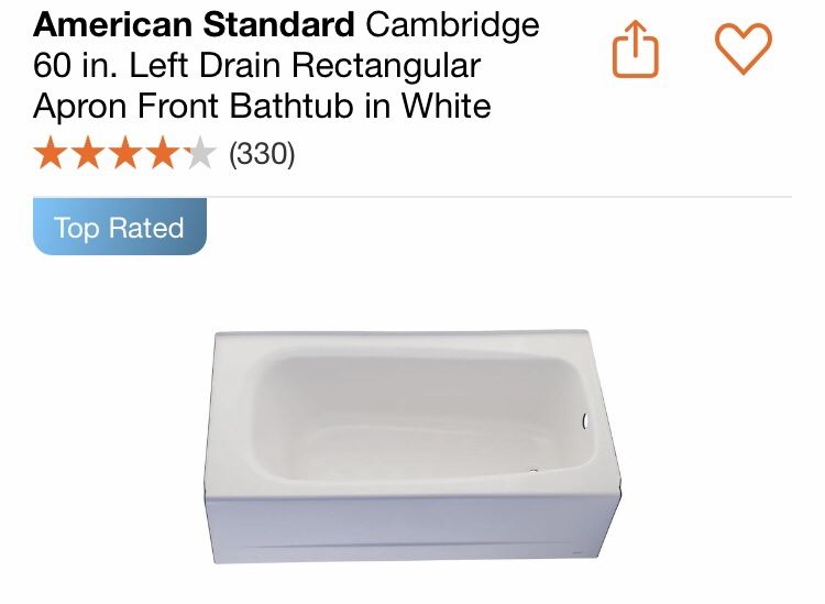 Cambridge 60 in. Left Drain Rectangular Apron Front Bathtub in White Cambridge 60 in. Left Drain Rectangular Apron Front Bathtub in White