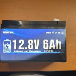 12.8V 6Ah LiFePO4 Lithium Battery, 6A BMS 76.8W Output Power