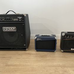 Fender Rumble 75 Bass Amplifier  And 2 Small Guitar Amplifier