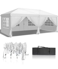 COBIZI Canopy 10x20 Pop Up Canopy Tent with 6 Sidewalls, One Push Party Tents for Parties Outdoor Wedding Waterproof Gazebo Commercial Event Tent with