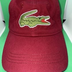 Lacoste Big Croc Gabardine Adjustable Strap Maroon Hat
