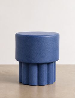 Urban Outfitters Mila Scallop Ceramic Stool Side Table Speckled Blue Boho