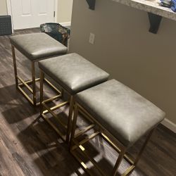 Modern Leather Stool Bar (Set Of  3)