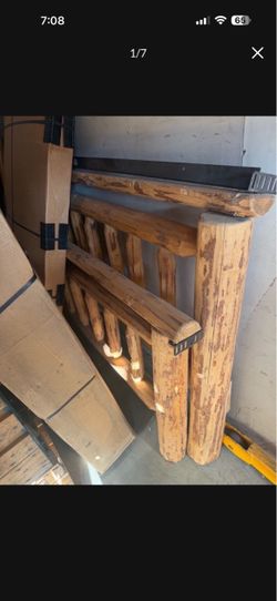 Log bed frame - cabin wood - king size -