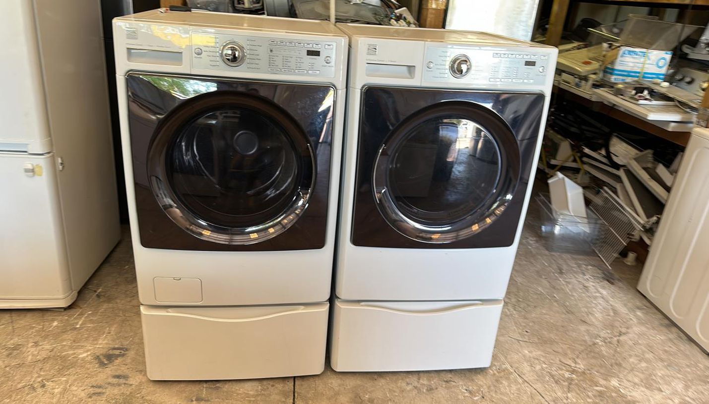 Kenmore Front Load Washer and Dryer Sets White With Pedestal
