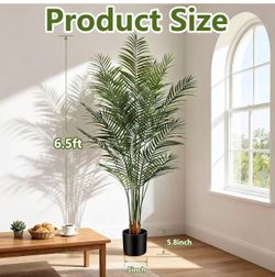6.5ft Artificial Palm Tree Outdoor, Large Fake Tropical Areca Palm with 18 Trunks, Tall Faux Floor Plants for Indoor Living Rooms Offices Bedroom