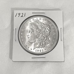 Uncirculated 1921 Morgan Silver Dollar. 