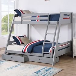 Gray Twin/ Full Bunk Bed 🔥SALE🔥