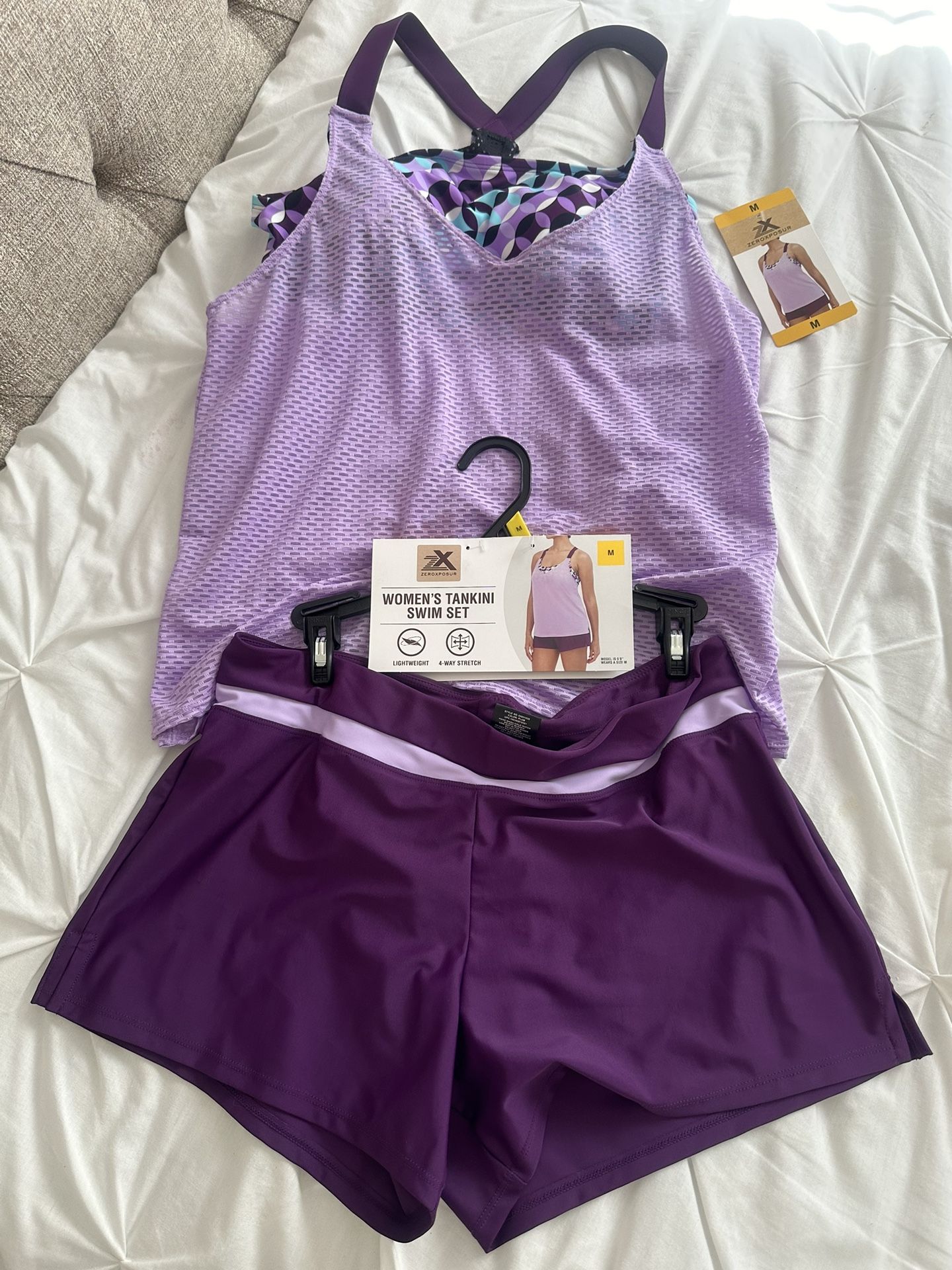 ZeroXposur Women's Lavender and Plum tankini Swim Set