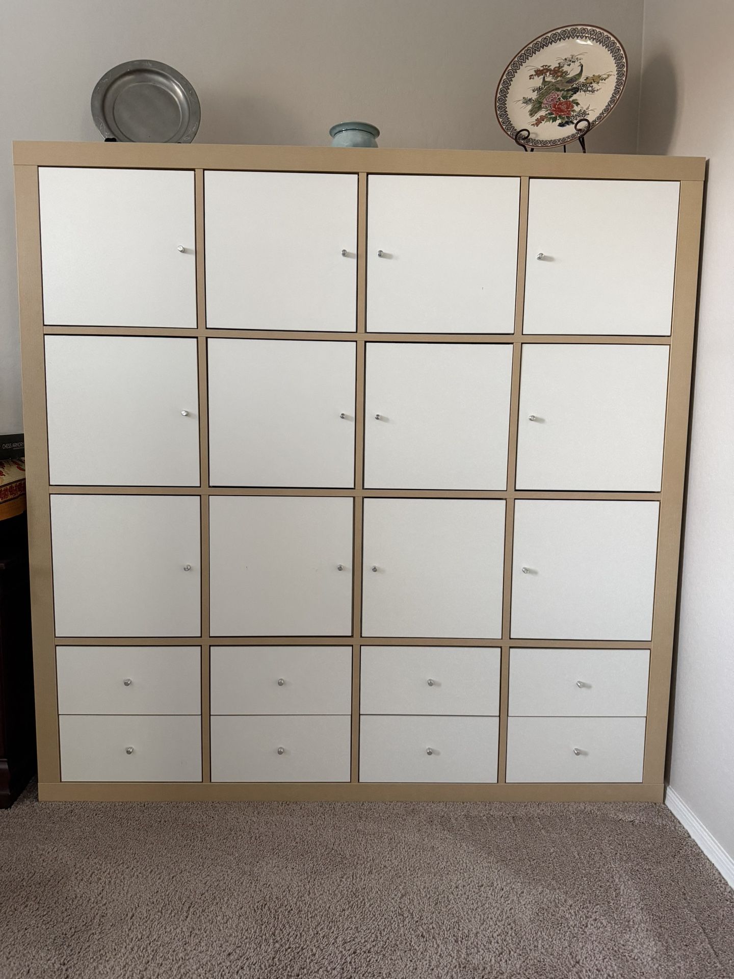 IKEA EXPEDIT shelving Unit 58 5/8x58 5/8” Birch Effect w/white