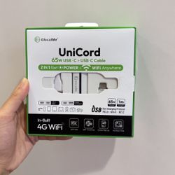 Unicord 65W USB C cable with built in 4g Wifi USB and charger