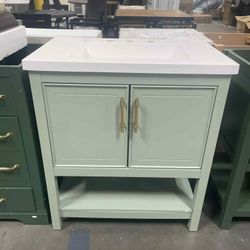 Newly Assembled Solid Wood Frame 30-Inch White Bathroom Vanity with Sink and Versatile Storage