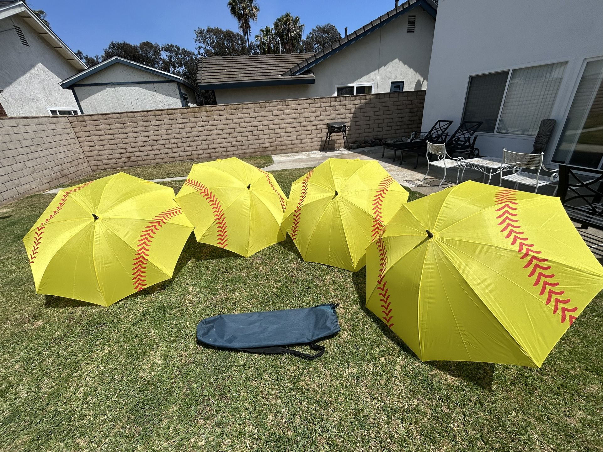 Oversized Umbrellas, Softball Themed. 4 Available.