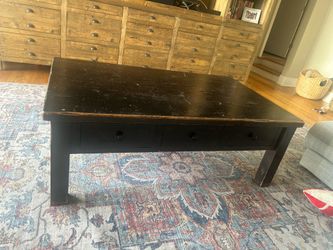 Solid Wood Farmhouse Coffee Table with 3 Drawers
