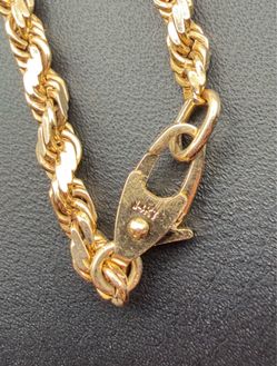 14K Yellow Gold Rope Chain Bracelet 7" 5.85g Lobster Clasp Stamped 14KT