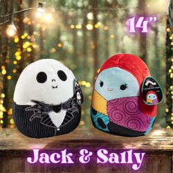NWT Squishmallows Jack and Sally Disney's Nightmare Before Christmas 14"