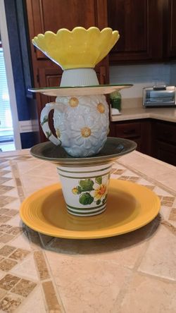 Whimsical Floral Dishware Centerpiece