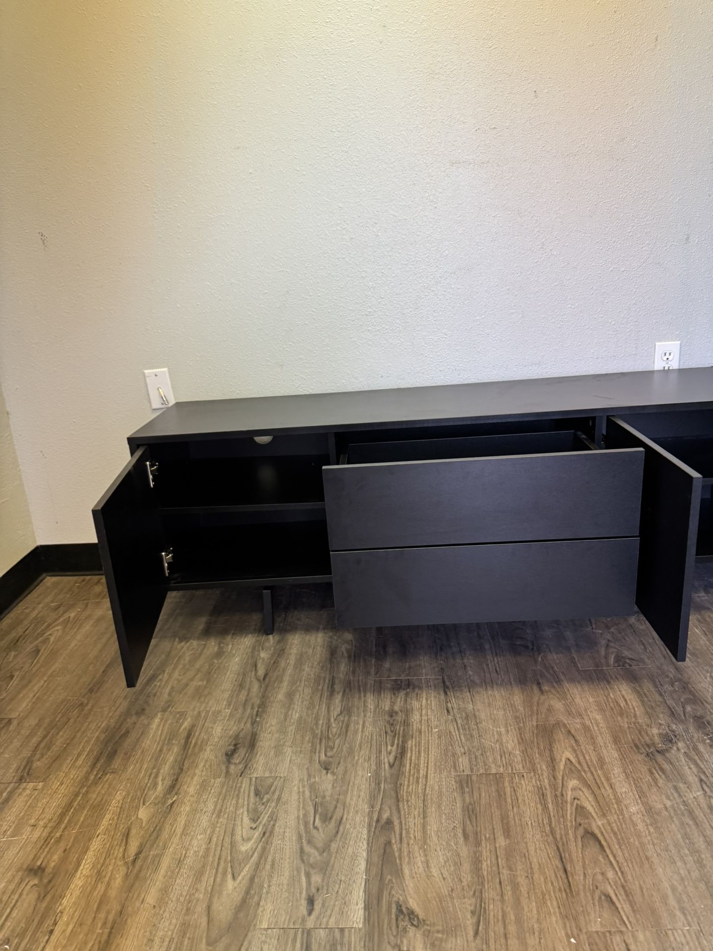 Black wood TV stand