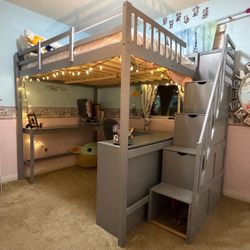 Full Loft Bed with Desk and Storage