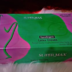 Supermax Latex Gloves | 100ct Box | Medium | Lightly Powdered