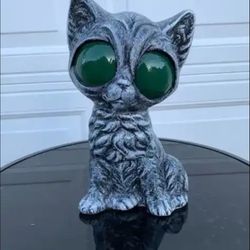 Kitty Cat With Big Green Eyes Statue