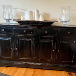 Distressed Black Wooden Buffet