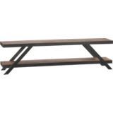 Crate & barrel iron and wood low shelf / tv stand
