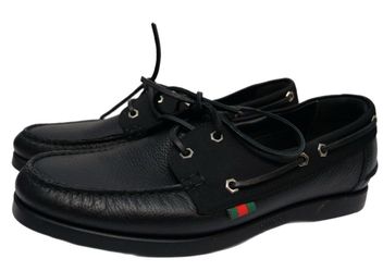 GUCCI Men's Black Leather Driving Loafers Shoes with Laces, ITALY - Size 9 G