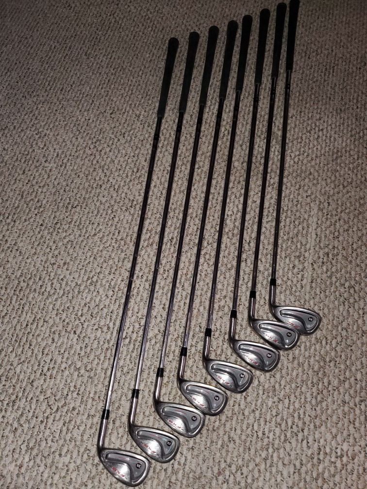 RAM FX5 TITANIUM DRIVERS AND COMPLETE GOLF CLUBS AND PUTTER INCLUDED WITH PULL CART