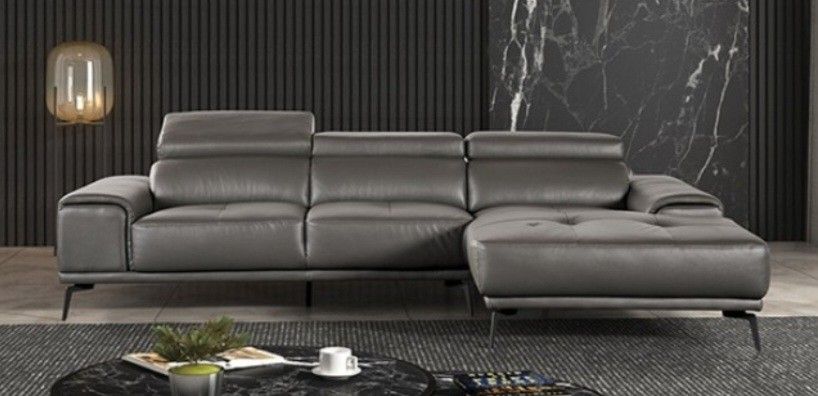 Brand New Dark Grey Leather Modern Style Sectional Sofa