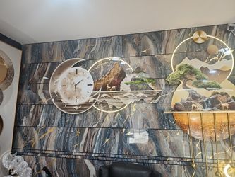 Mountain Clock With LED Lights Decoration 