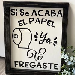 Spanish Bathroom Wooden Sign 