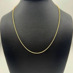14k solid yellow gold Rope necklace chain 19.25" 1.5mm