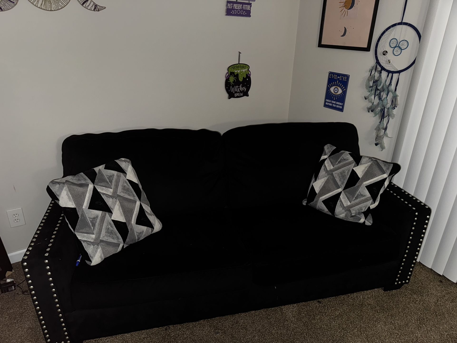 Gently Used Black Sofa Set