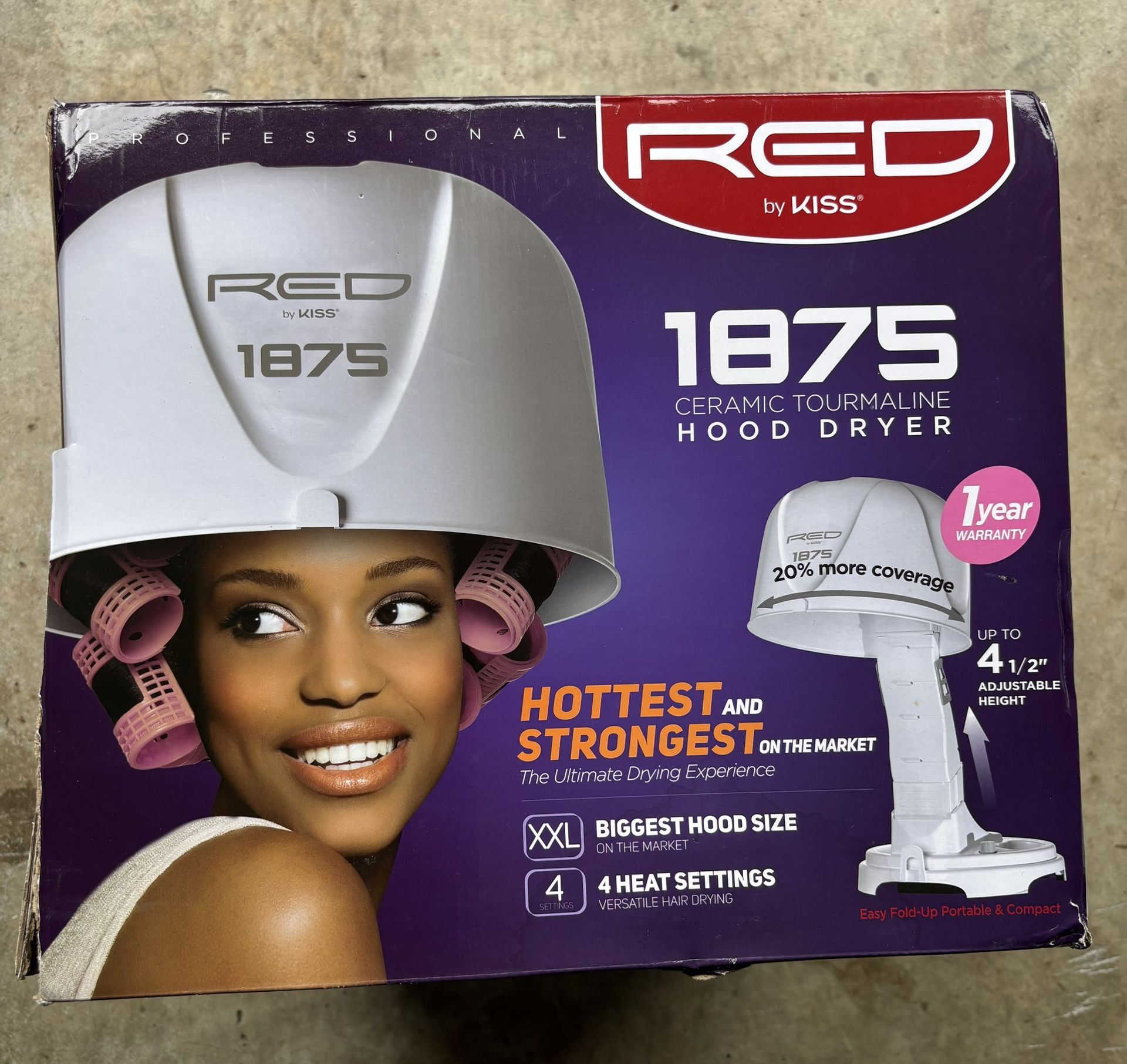 RED By KISS 1875 Watt Ceramic Tourmaline Professional Hood Dryer