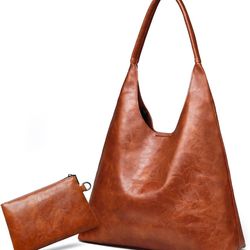 Hobo Bags for Women Retro Vegan Leather Womens Slouchy Large Tote Bag Shoulder Purses Handbag 