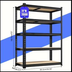 Storage Shelves 5 Tier Garage Shelving Heavy Duty, Adjustable Metal Shelving Unit, Garage Shelves 