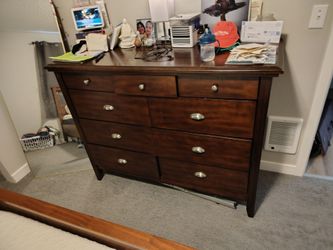 Solid Wood Dresser Dark Brown