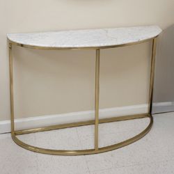 World Market White Marble Crescent Console Table