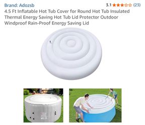 4.5 Ft Inflatable Hot Tub Cover for Round Hot Tub Insulated Thermal Energy Saving Hot Tub Lid Protector Outdoor Windproof Rain-Proof Energy Saving Lid