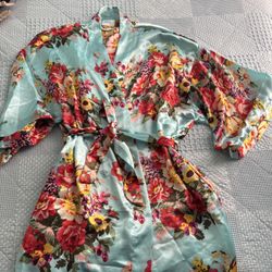 Floral Satin Kimono Robe 