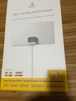 Indoor TV Antenna, Amplif with 75 Miles Reception,16ft Cable, USB Signal Booster, ATSC 3.0, 4K