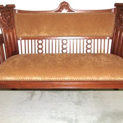 Antique Walnut Settee & Chairs 
