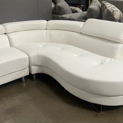 White Leather Sectional
