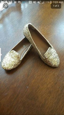 Glitter flats size 7 for women gold